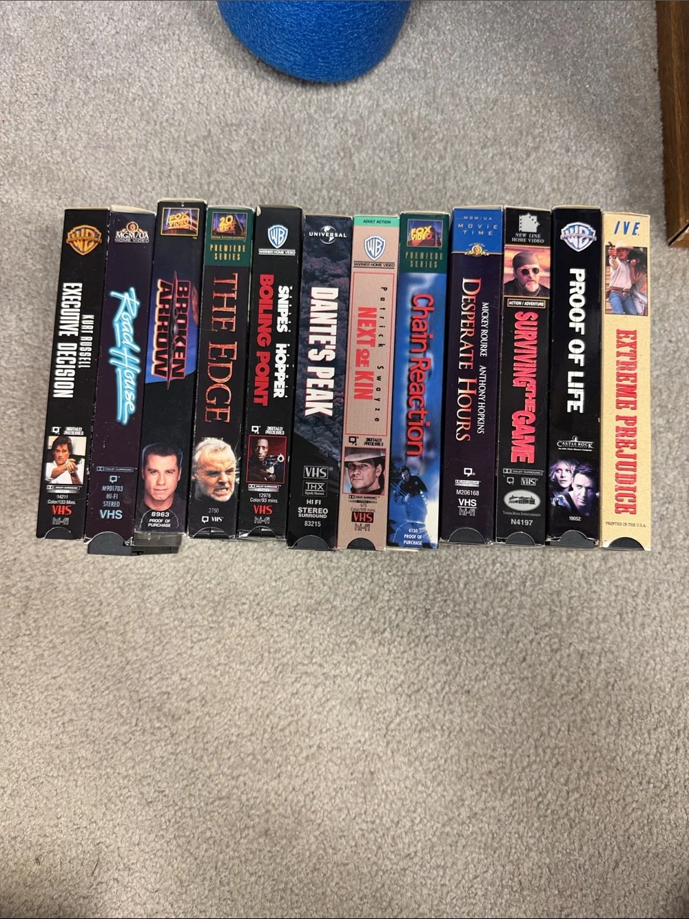12 vintage 1990s action and thriller feature film VHS tapes